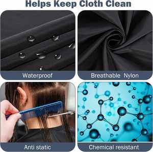 Tablier de coiffure noir en polyester, imperméable, confortable, à taille ajustable, avec logo personnalisé, pour la coupe de cheveux en salon de coiffure et barbier, vente en gros - Product Image 2