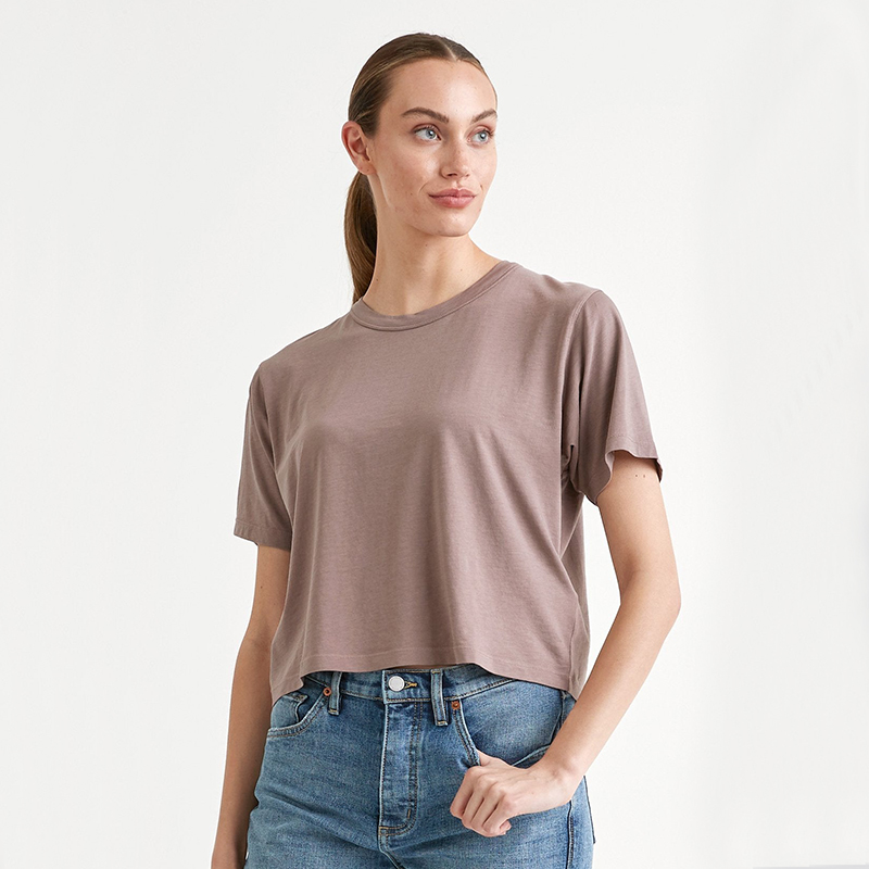 Women's Custom Pima Cotton Workout Crop Tops Short Sleeve Yoga & Athletic Running T-Shirts with OEM Logo & Hole Decoration