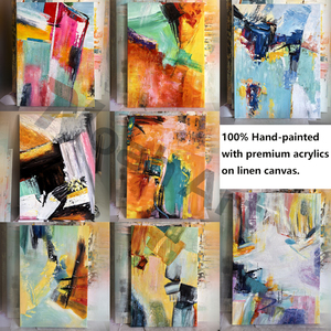 <span class=keywords><strong>Peinture</strong></span> murale abstraite moderne de haute qualité, faite à la main, en <span class=keywords><strong>acrylique</strong></span> sur toile, noir et blanc, jaune brûlé, avec cadre - Product Image 3