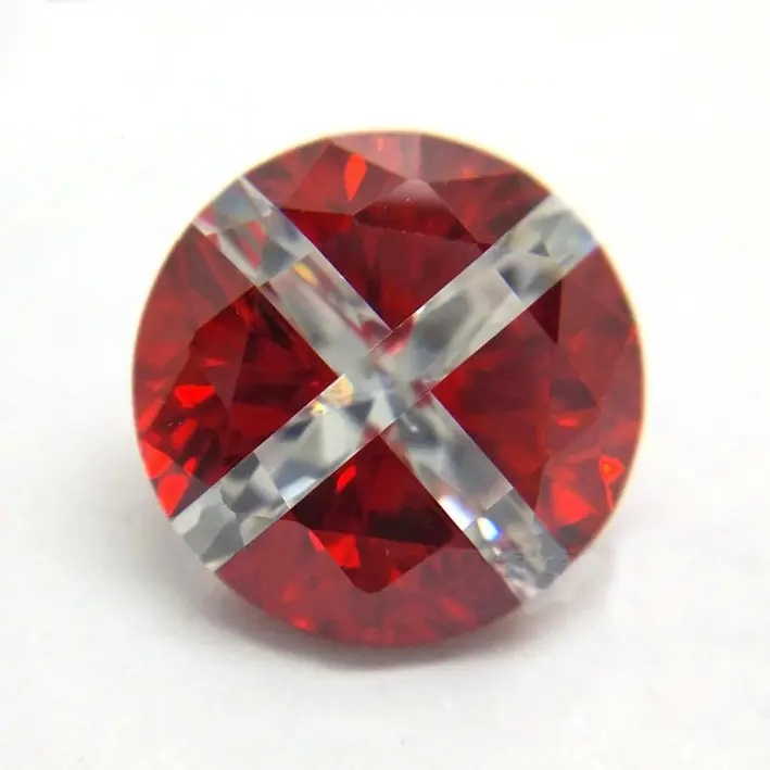 Round shape Garnet with White "X" multi-color zirconia loose gemstones wholesale bead