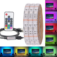 SMD 5050 RGB DC5V USB Tira de LED 30 LEDs/M 5M Tira de luz LED Cinta flexible Fondo de TV Control remoto