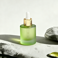 Flacon compte-gouttes de luxe en verre ambré dépoli 30 ml (1 oz) avec fond épais, pour sérum cosmétique, avec col doré et logo personnalisé