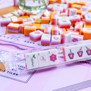 Juego de Fichas de Mahjong Americanas Bams & Bubbly de 4 Capas con Confeti, Azul y Morado, Logotipo Personalizado para Casino, Juegos de Mesa de Apuestas Sociales - Product Image 5