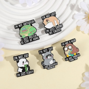 Nouvel Arrivage : Lot de Pins en Émail Animaux Mignons et Amusants (Paresseux/Panda/Hibou/Tortue/Élan) – Badges Métalliques pour Vêtements, Cadeau pour Amis - Product Image 1