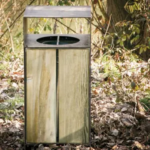 现代110L动物户外垃圾桶垃圾桶户外木制街道垃圾桶