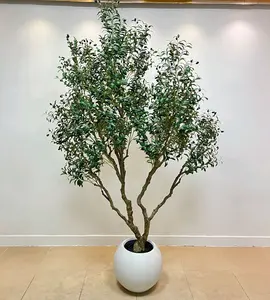 Künstlicher großer Olivenbaum heißer Verkauf Design 8 Fuß hoher Kunststoff-Ständer Seidenblatt