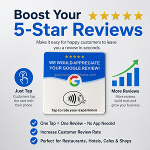 Carte de commentaires Google NFC autocollante en acrylique noir 12x12cm, <span class=keywords><strong>plaque</strong></span> intelligente à puce 2mm 80x50mm avec ruban Changrong 511 pour table - Product Image 3
