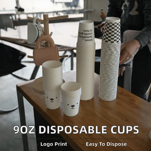 Gobelets jetables en papier kraft à paroi simple de 9 oz pour café et thé avec estampage personnalisé - Product Image 2