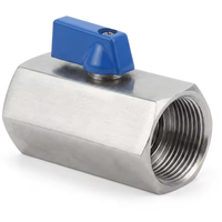 Válvula de Bola Mini de Acero Inoxidable 316L de Alta Presión (63 Bar) con Conexiones Hembra/Hembra de 1/4, 3/8 y 1/2 para Instrumentos de Automatización