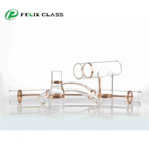 Tube en verre borosilicate 3.3 transparent fait main, forme incurvée personnalisée avec feuille d'or, écologique pour usage intérieur - Product Image 3