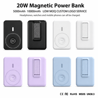 Chargeur sans fil magnétique rapide 20W avec support pliable, batterie externe 5000mAh 10000mAh 15W Qi Type-C PD, logo personnalisé