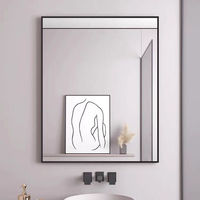 Miroir avec cadre en aluminium brossé noir de forme retangluar en gros avec cintres