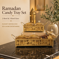 Eid Mubarak Bonbons Plateau De Service Ensemble Métal Doré Mosquée Islamique Snack Plat Ramadan Plateau De Fruits Secs Partie