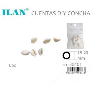 Perline di conchiglia Ilan 18-20 mm con bordo dorato e foro laterale per fai da te, 6 pezzi - Product Image 2