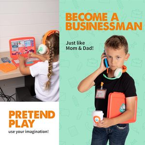 Tücher-Spielzeug-Office-Satz, pädagogische Laptop-Spielzeuge für Kinder mit Telefon mit LED-Leuchte und Ton, Taschenrechner Pop-It und Headset - Product Image 5