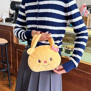 תיק בובה קטן בצורת דוב צהוב עם ראש גדול, תיק אחסון אופנתי מיני לבנות עם סגירה פתוחה למכונות צעצועים - Product Image 3