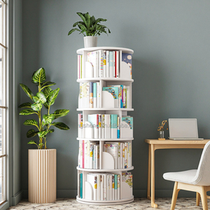 Scaffale rotante in legno a 360 gradi di rotazione salvaspazio per libri illustrati per lo stoccaggio degli studenti a casa - Product Image 6