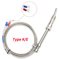 Sensor de Temperatura Termopar Tipo K E M12 con Resorte de Compresión, Cable Blindado, Sensor FX, Sonda de Acero Inoxidable 304