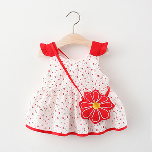 Ropa de Verano para Bebés, Vestidos para Niñas Pequeñas, Vestido Corto con Volantes y Estampado Floral, Venta al Por Mayor - Product Image 1