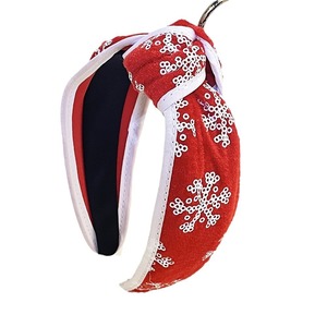Nouveau élégant noël flocon de neige Sequin bandeau pour filles femmes solide <span class=keywords><strong>velours</strong></span> <span class=keywords><strong>vert</strong></span> fleur noël bandeau cheveux accessoires bijoux - Product Image 4