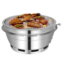Fumeur coréen Bbq Barbecue à charbon de bois rond en acier inoxydable 304 Restaurant Table Top Barbecue Bbq Grill