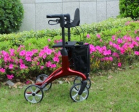 Déambulateur pliable léger et réglable en fibre de carbone avec siège, 4 roues, aide à la mobilité, sac de courses, 150 kg