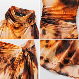 Conjunto de Falda Maxi Cruzada y Top Corto con Estampado Tie Dye, Marca Privada, Fabricante OEM ODM, Logotipo Personalizado A&J, Venta al Por Mayor, para Mujer, OEKO-TEX GR - Product Image 2