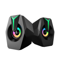 Haut-parleurs d'ordinateur filaires USB avec lumières RVB, audio stéréo 2.0 pour jeux, 6W RMS et effets sonores de jeu pour ordinateur de bureau/ordinateur portable