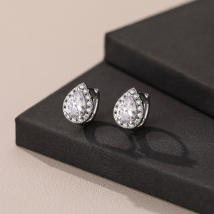 S925 Sterling Silver Sparkling Teardrop Cubic Zirconia <b>Clip</b> On Earrings For Women Trendy Bridal Luxury Wedding Fine Jewelry - Product Image 3