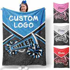 Manta de Franela Personalizada para Niña, Manta de Animadoras con Nombre y Logotipo Personalizados para Regalos de Entrenador de Equipo de Animadoras - Product Image 1