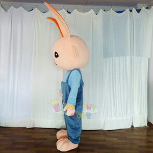 Costume <span class=keywords><strong>de</strong></span> Mascotte <span class=keywords><strong>Lapin</strong></span> <span class=keywords><strong>Adulte</strong></span> en Peluche Premium Unisexe avec Salopette Bleue pour Fêtes et Événements Festifs - Product Image 3