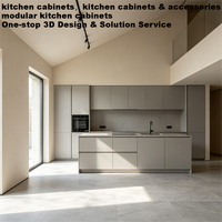 Meubles de rangement muraux minimalistes sans poignées avec finition mate en feuille de PETG pour armoires de cuisine