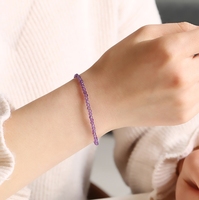 Natürliches Zhejiang-Amethyst-Armband für Damen, Marke Haoxuan, extrem dünn, 2 mm, rund, facettiert, Edelstein, funkelnd, Modetrend