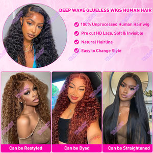 Perruque Frontale 13x4 en Dentelle HD Bob <span class=keywords><strong>Court</strong></span> Bouclé 180% <span class=keywords><strong>Cheveux</strong></span> Humains Brésiliens Remy Pré-Épilés Ondulés Profonds avec Fermeture Invisible 5x5 pour Femmes - Product Image 4