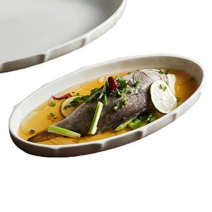 Factory Direct Wholesale <b>Ceramic</b> Oval Bread <b>Plate</b>,restaurant Porcelain Rectangle Matte Black Dinner Fish <b>Plates</b> - Product Image 6