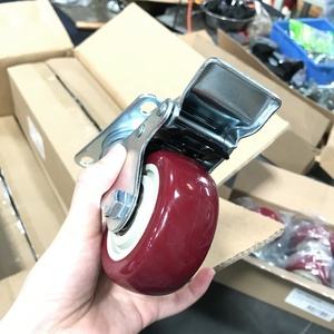 Roda resistentes do rolamento único da esfera do pvc do freio 100 milímetros vermelho com placa superior do oem banhado zinco - Product Image 3