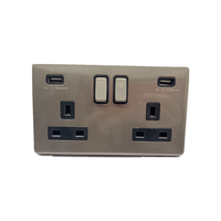 Offre Spéciale pour la maison pour le bureau sans vis poli chrome 2 gang 2 ports chargeur usb 13A prise de courant murale