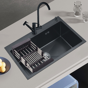 Nhà Máy Trực Tiếp Handmade Duy Nhất Bát Lưu Vực Bồn Rửa Chống Xước Nano Lớp Phủ Màu Đen Tùy Chỉnh 304 Thép Chậu Cho Toàn Cầu Bán Buôn - Product Image 1