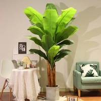 Pohon Pisang Buatan Daun Besar Bahan PE Ramah Lingkungan Tahan UV Tanaman Hias Lanskap Dalam Ruangan 100cm-400cm Hotel