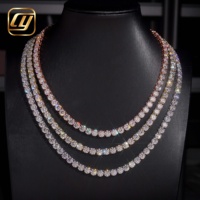 Venta al por mayor de fábrica: Cadena de tenis de moissanita VVS de plata S925 de 6.5mm, collar de diamantes chapado en oro rosa, joyería unisex de hip hop.