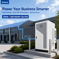 Système de stockage d'énergie hors réseau commercial et industriel Solard 50 kW 200 kWh, armoire de batterie LiFePO4 extérieure avec refroidissement par air PCS