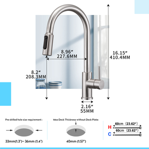 modern luxury Matte Black 304 Stainless Steel Single Handle Pull Out Black Kitchen purifier Faucet - Product Image 3