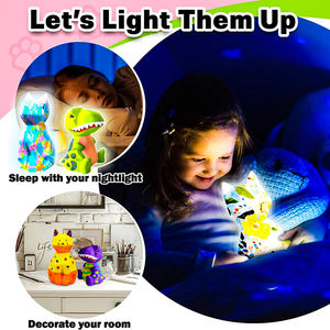 สติกเกอร์หินอัญมณีแบบทำมือของเล่นเพื่อการศึกษาปฐมวัยรูปไดโนเสาร์แมวกลางคืนไฟทาสีแบบจำลองของเล่นระบายสี - Product Image 6