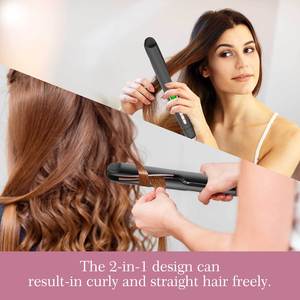 Plancha de Pelo Profesional 2 en 1, Alisadora y Rizador, Pantalla LCD, Iones Negativos, Calentamiento Rápido, Alimentación USB para Uso Doméstico - Product Image 2