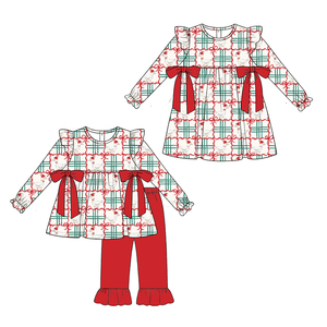 Robes de Noël personnalisées à carreaux pour bébés filles, vente en gros, vêtements mignons pour sœurs, boutique de vêtements pour tout-petits, prix d'usine - Product Image 2
