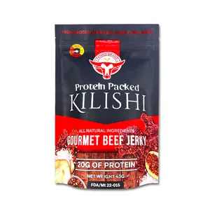 Custom Beef Jerky Packaging Pouch Resealable Zipper Food Grade Aluminum Foil Eco Friendly Mylar Pouch For Packaging Dried Meat