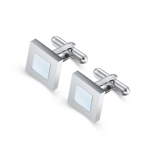 Mancuernillas para Hombre al por Mayor, Mancuernillas de Acero Inoxidable, Accesorio Minimalista de Moda, Mancuernillas Cuadradas para Ocasiones de Negocios - Product Image 1