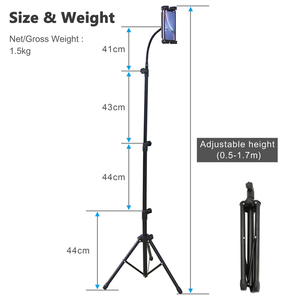 Trépied professionnel en alliage d'acier au <span class=keywords><strong>carbone</strong></span> de 1.5m avec support de lumière LED 1/4 trépieds de support de <span class=keywords><strong>photo</strong></span> et de selfie de téléphone portable - Product Image 4
