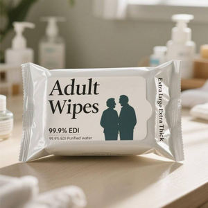 Lingettes pour adultes en tissu non tissé, eau purifiée EDI à 99,9%, lingettes jetables pour patients, lingettes humides pour l'<span class=keywords><strong>incontinence</strong></span> et le nettoyage pour les personnes âgées - Product Image 3