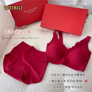 Directo de fábrica Big Red Box <span class=keywords><strong>Lunar</strong></span> Año Nuevo Ropa interior Cómoda Push-up Sin anillo de acero Sección delgada Sin rastro Conjunto de sujetador - Product Image 2